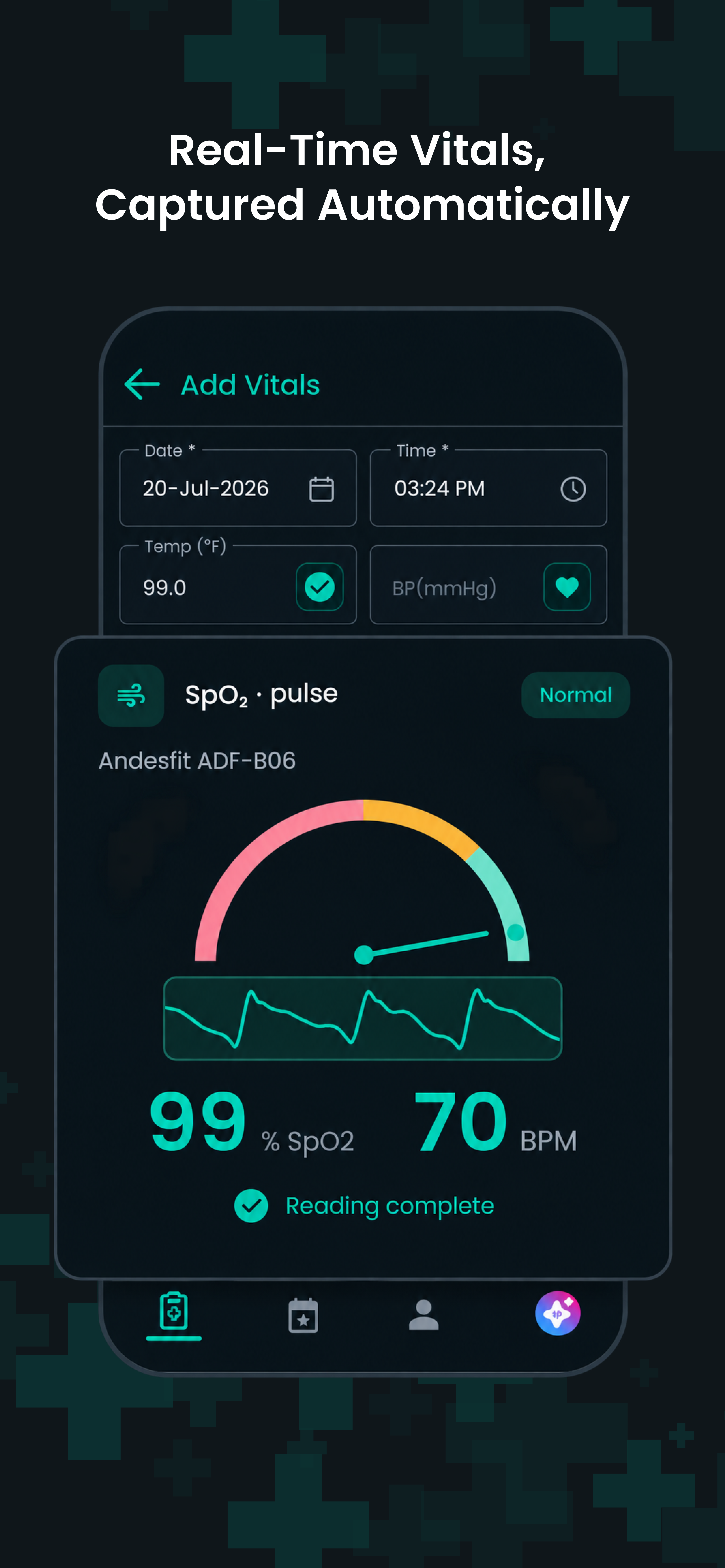 Provider app — real-time vitals captured automatically