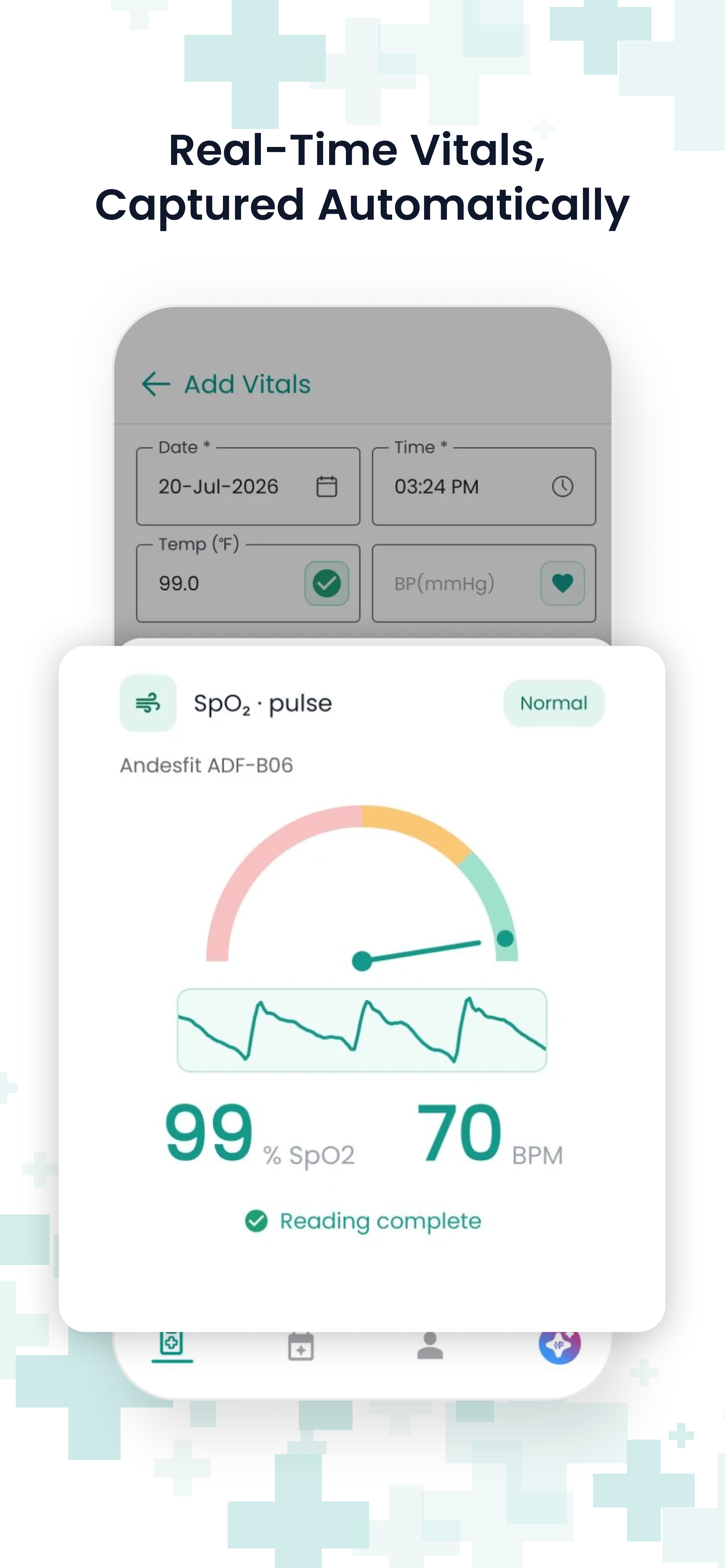 Provider app — real-time vitals captured automatically